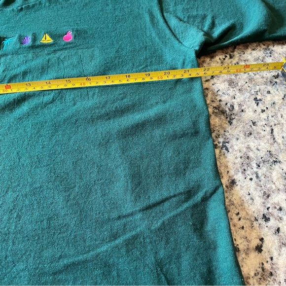 VTG Embroidered Florida Embossed Single Stitch T Shirt Green Size L Made In USA - Picture 7 of 8